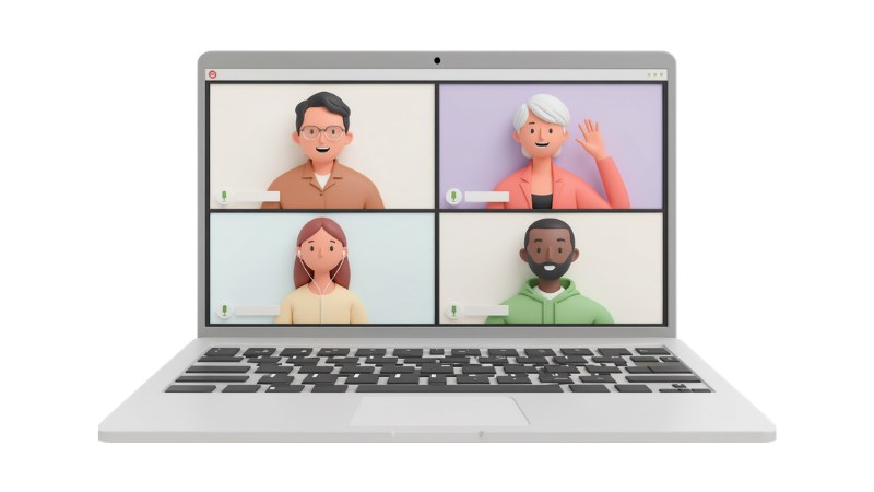 Una videochiamata con quattro persone collegate